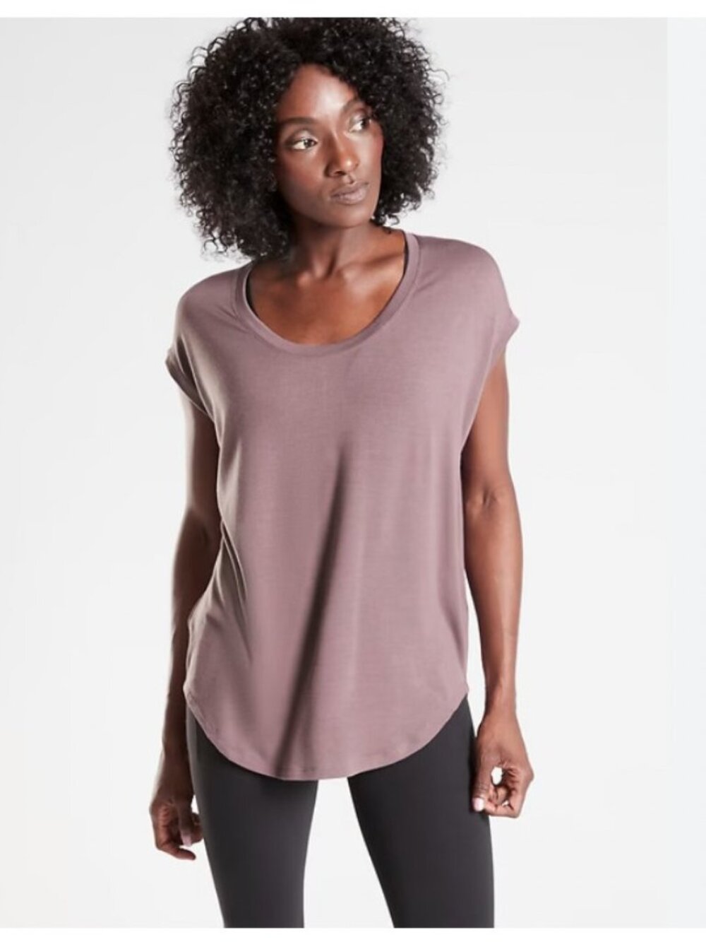 Athleta Cloudlight Stratus Tee Womens Plus 3X Purple Cap Sleeve Relaxed NWT